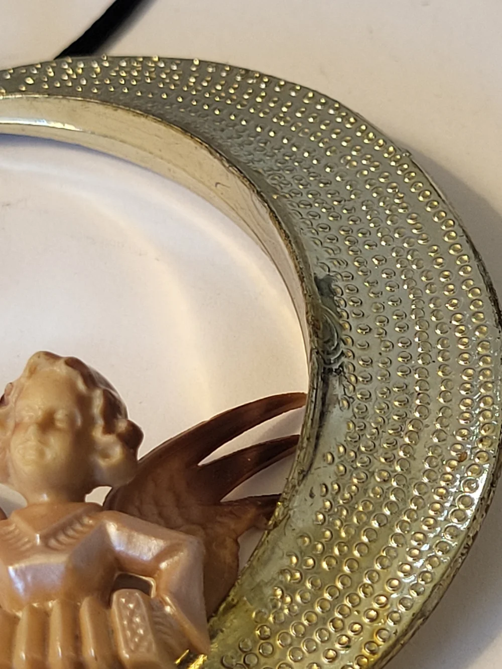 1960s Hong Kong Gold Crescent Moon Angel Ornament 3